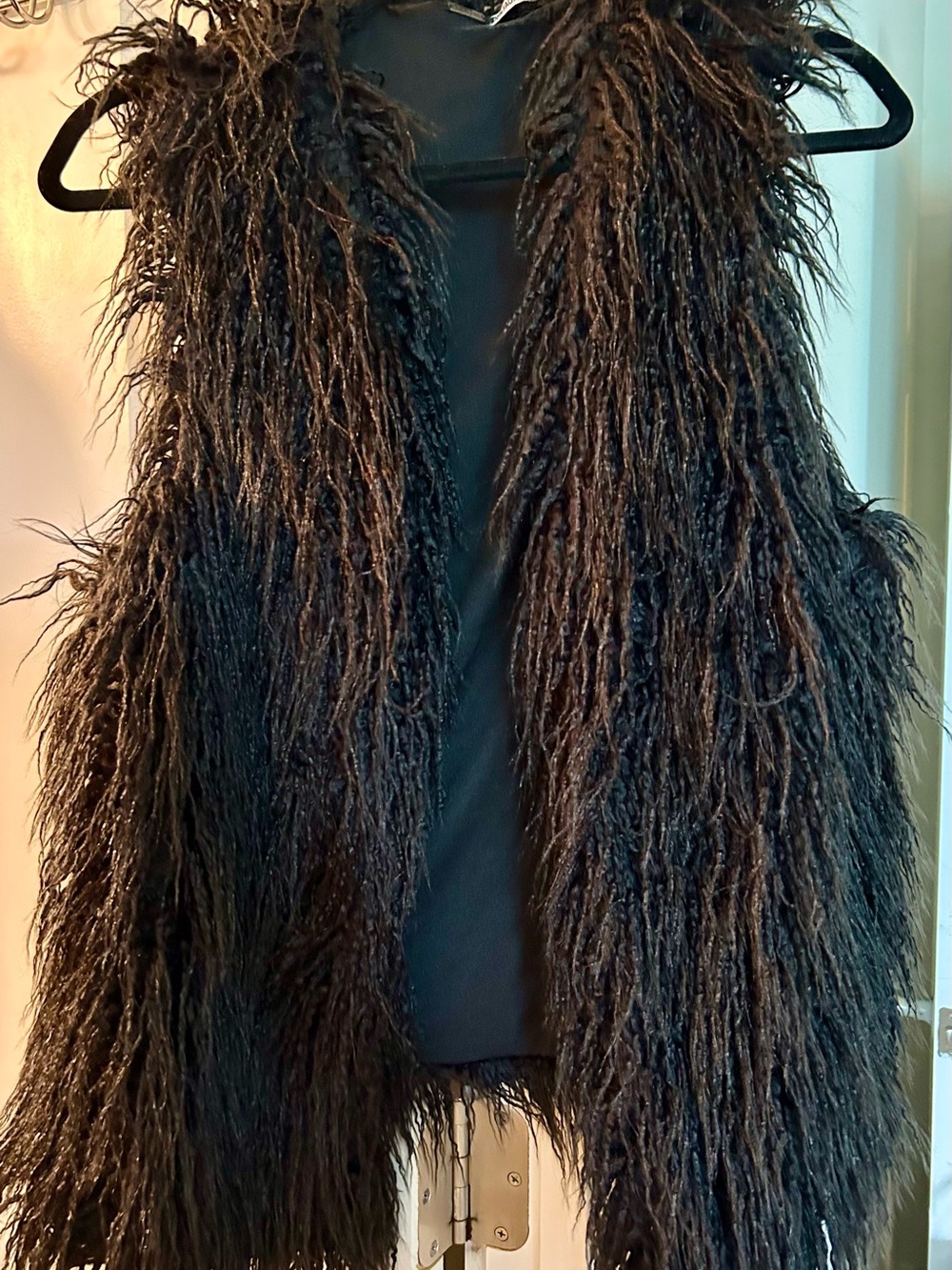 Poof! Black Faux Fur Trim Vest